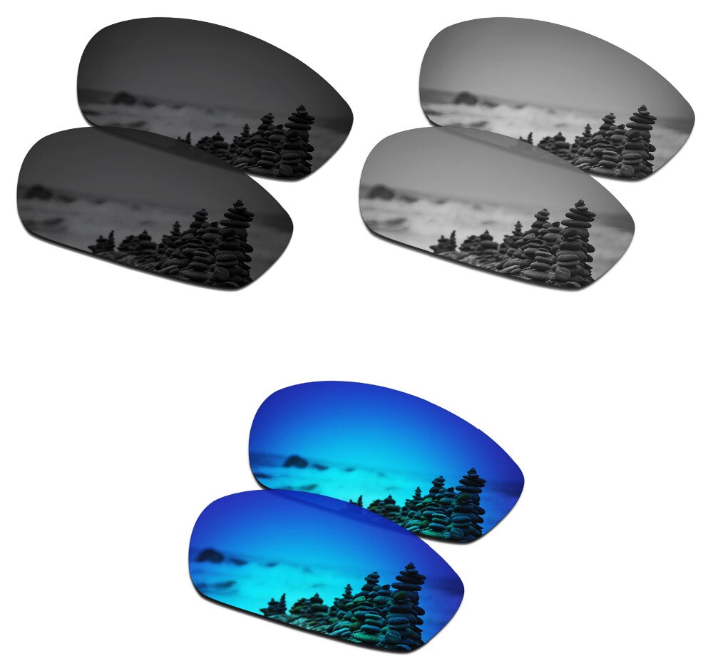 SmartVLT 3 Pairs Gepolariseerde Zonnebril Vervanging Lenzen voor Oakley Straight Jacket 2007 Zwart en Zilver Titanium en Ijs Blauw