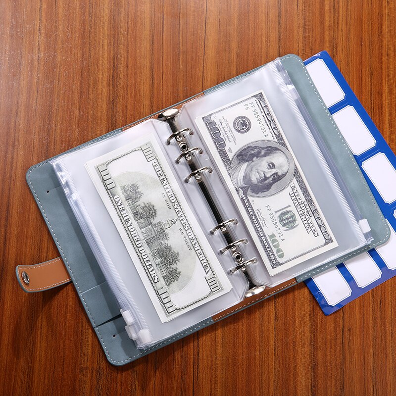 Colourful A6 Notebook Binder Kit PU Leather Diary Agenda Planner Budget With Zippered Envelopes Label Sheet School Stationery