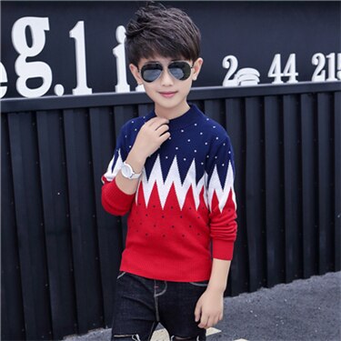 Pull à col rond pour garçon, produit en coton, garde au , vêtements d'hiver pour enfants: Rouge / 16
