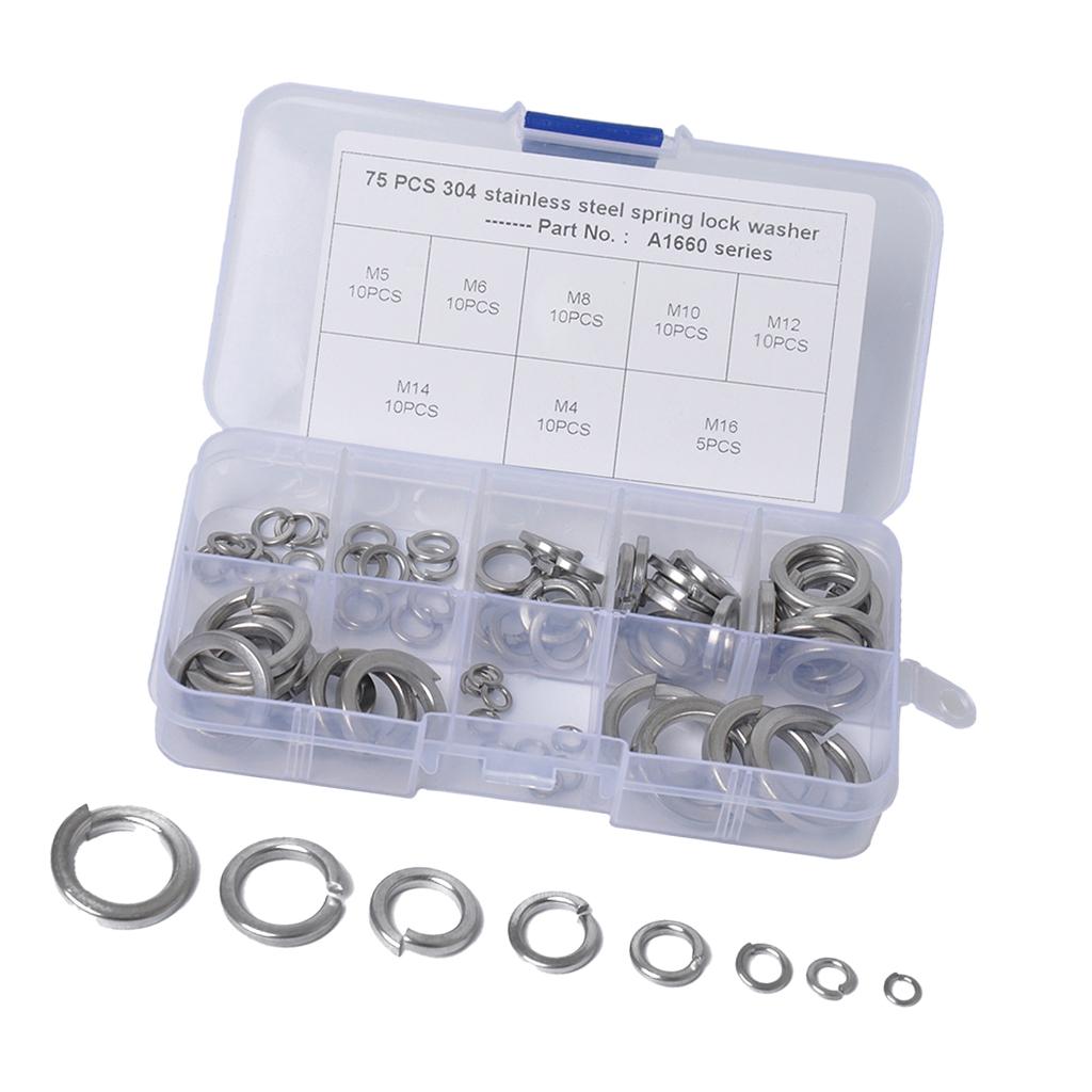 Split Lock Spring Washers - M3//M5/M6/M8/M10/M12/M14/M16 - Stainless Steel