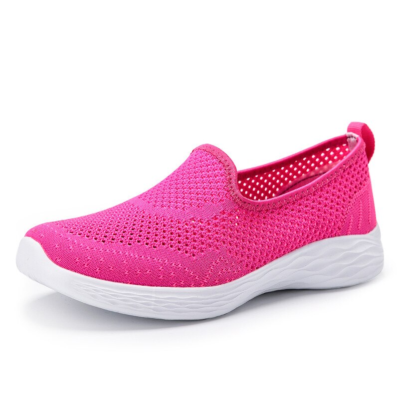 Platform sneakers dames platte zool hardloopschoenen mesh ademende dames sport loafers lichte schoenen dames: Rood / 5.5