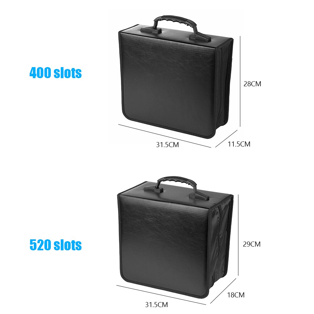 400 / 520 Discs Large Capacity Portable Zipper PU Leather CD DVD Wallet Holder Bag Album Disc Organizer Media Storage Case