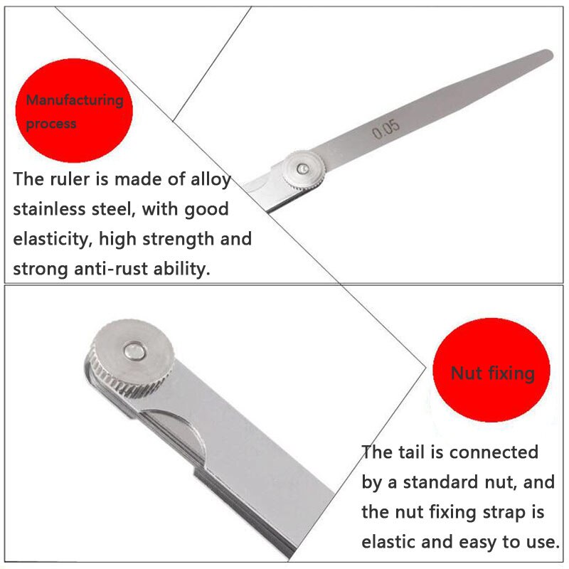 Gap Feeler Gauge 100mm Length Metric Plug Gauge Thickness Gauge 14 Blade Gap Filling 0.05-1.00mm Thickness Measure Layout Tool