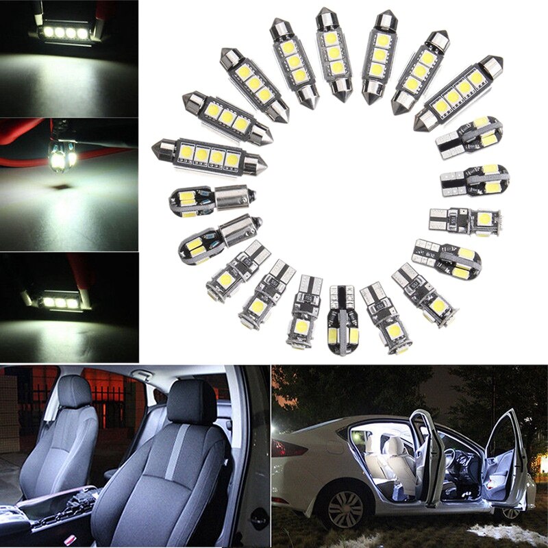 20 Stuks Auto Led Lampen Interieur Kit Dome Kofferbak Deur Plaat Licht Super Heldere Canbus Foutloos Interior Lamp Voor bmw 5 Serie E39 M
