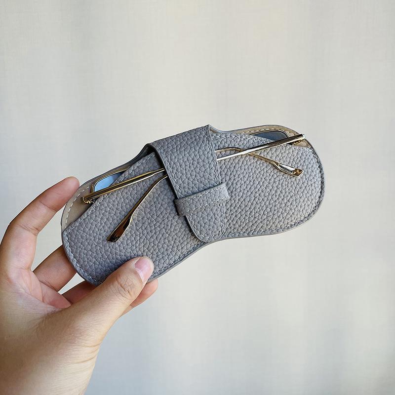 Brillenkoker Dames Leer Zacht Brillentas Mode Draagbare Zonnebrillendoos Tas Accessoires Brillenkoker Zonnebrillendoos: Light Grey