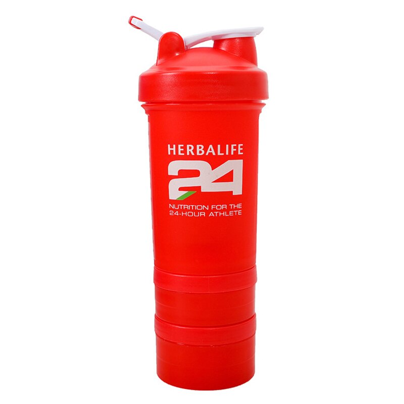 JOUDOO-bouteille de nutrition à l'herbalife 1000ml, pour shaker, pour lait, bouteille en paille, pour sport, gourde spatiale,: 500ml 24 red