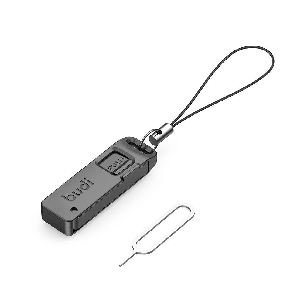 Budi Anti-Verloren Simkaart Uitgeworpen Pin Naald Opbergdoos Universele Mobiele Telefoon Stalen Ejector Pin Sim Tf Kaart Lade Opener Sleutelhanger