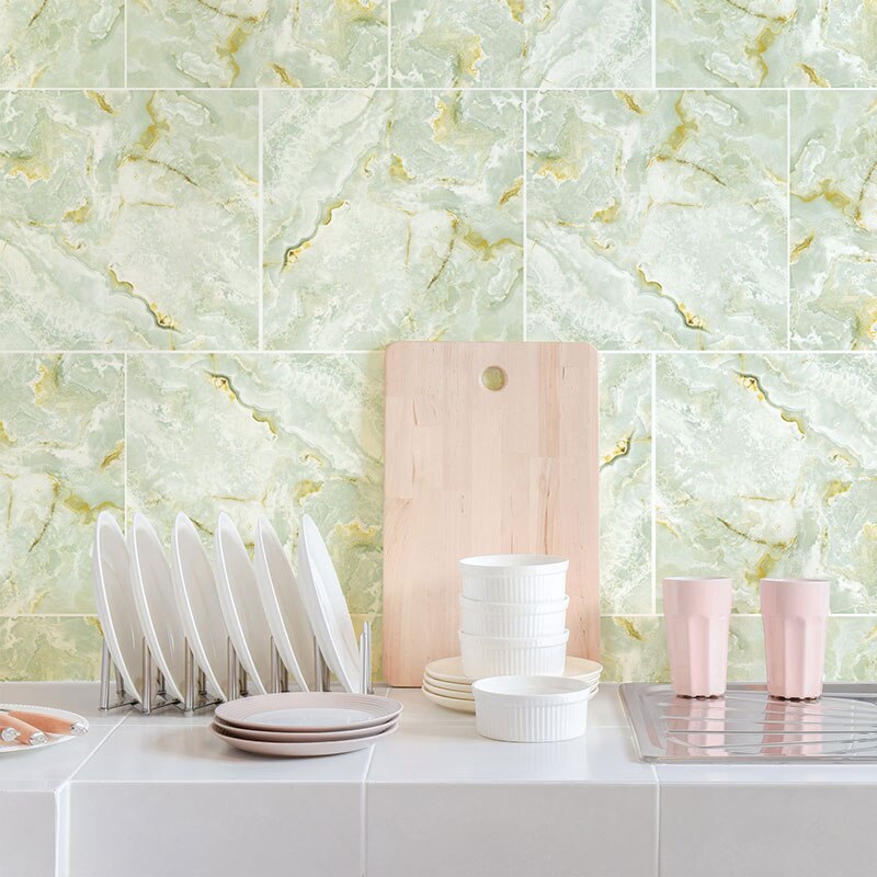 Removable Peel Self Adhesive Mosaic Marble Tile Backsplash Wall Sticker Vinyl Bathroom Kitchen Home Decor PI669