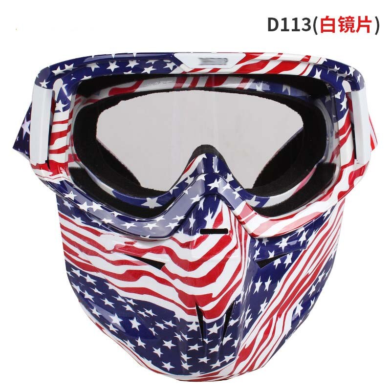 Kleurrijke motorfiets full face masker bril flexibele moto bril skibril gezichtsmasker motocross skibril atv dirt bike utv: D113- witte