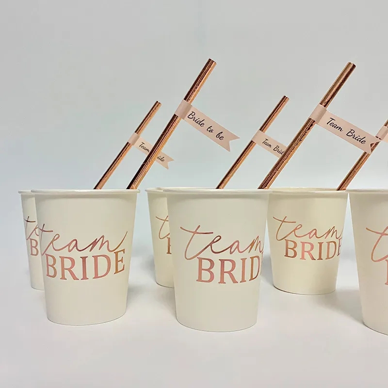Rose Gold Team Bride Cup Bachelorette Party Team Bride Straws Hen Night Wedding Party Decoration Supplies