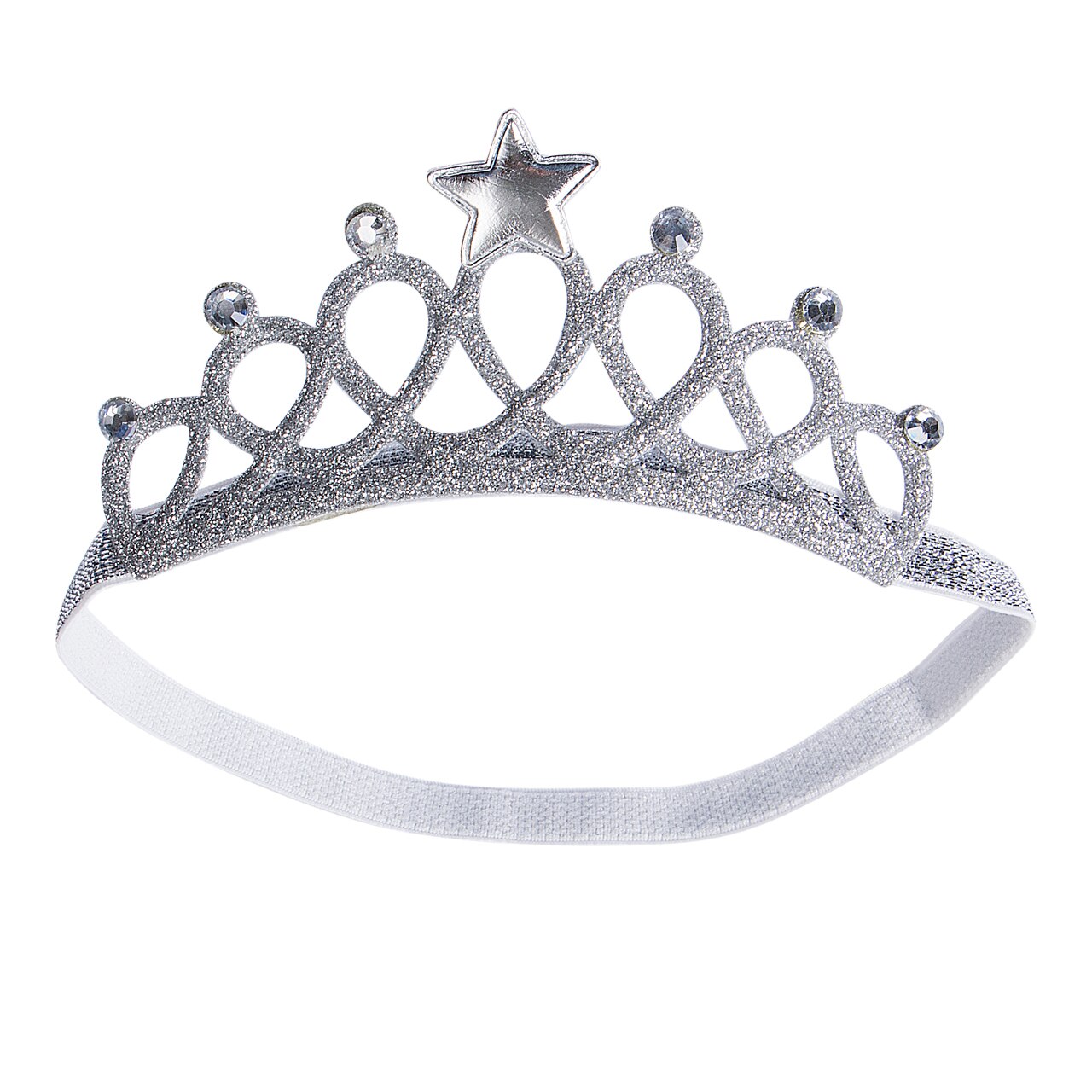 Pasgeboren baby jongen meisje kroon ster hoofdband verjaardag haarband accessoires: Zilver