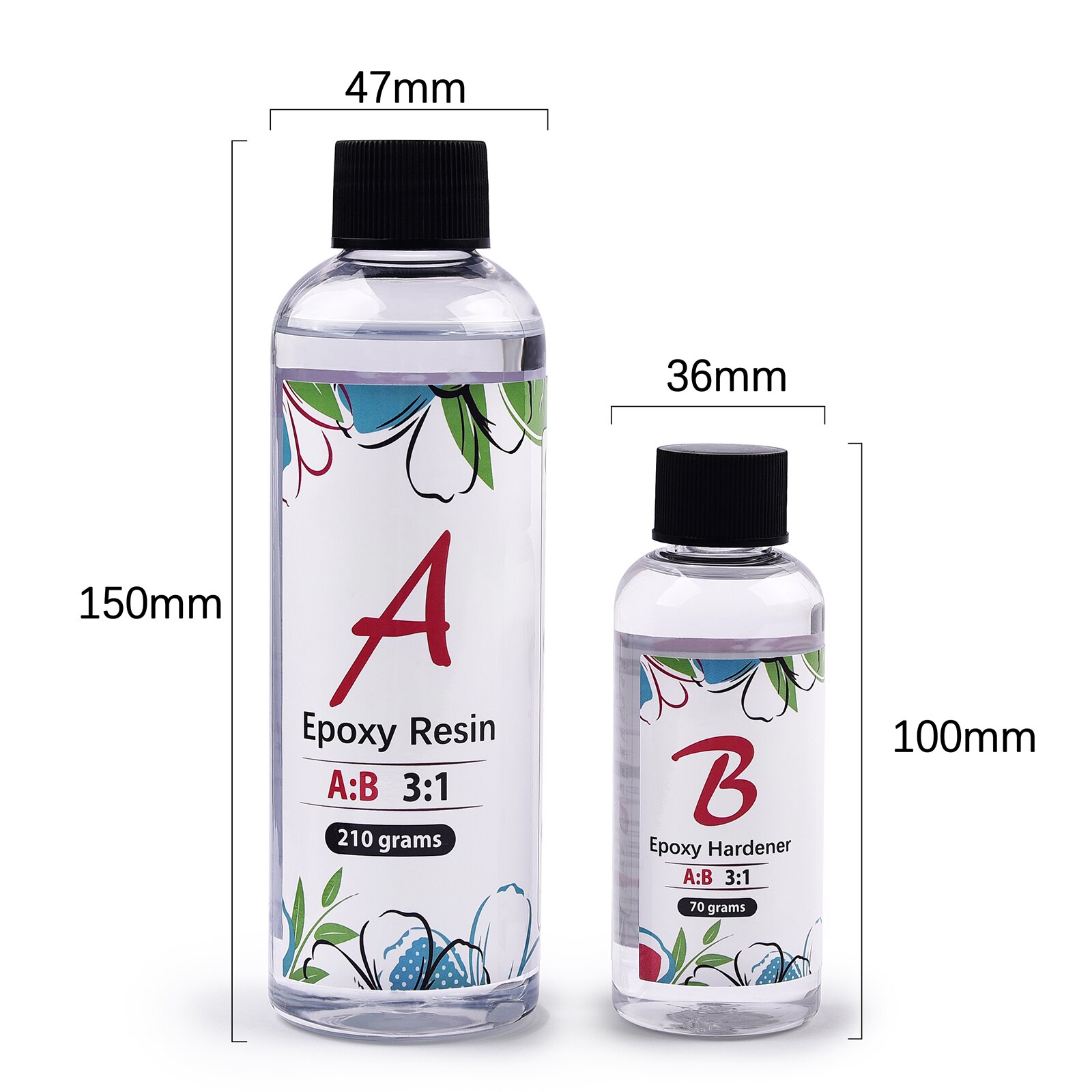 AB Epoxy Resin Complete Kit High Adhesive Glue Crystal Clear Hardener DIY Supplies Art Casting Resin Jewelry Making Accessories: A210g-B70g