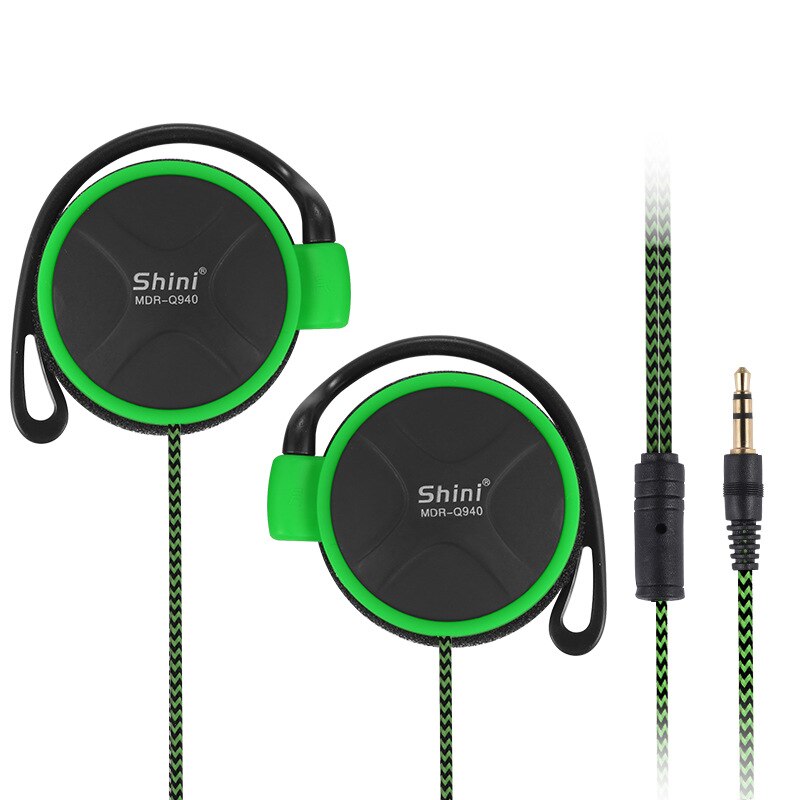 Mp3/mp4 -kabler mobiltelefon datamaskin kjører sport øre krok øre stil headset øreplugg: Q940 grønne