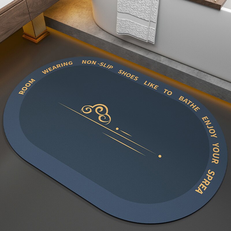 Tapis de bain Super absorbant, paillasson antidérapant en Diatomite douce à séchage rapide, tapis de salle de bain, décoration de la maison, paillasson d'entrée de cuisine: Dark Blue / 60X90CM