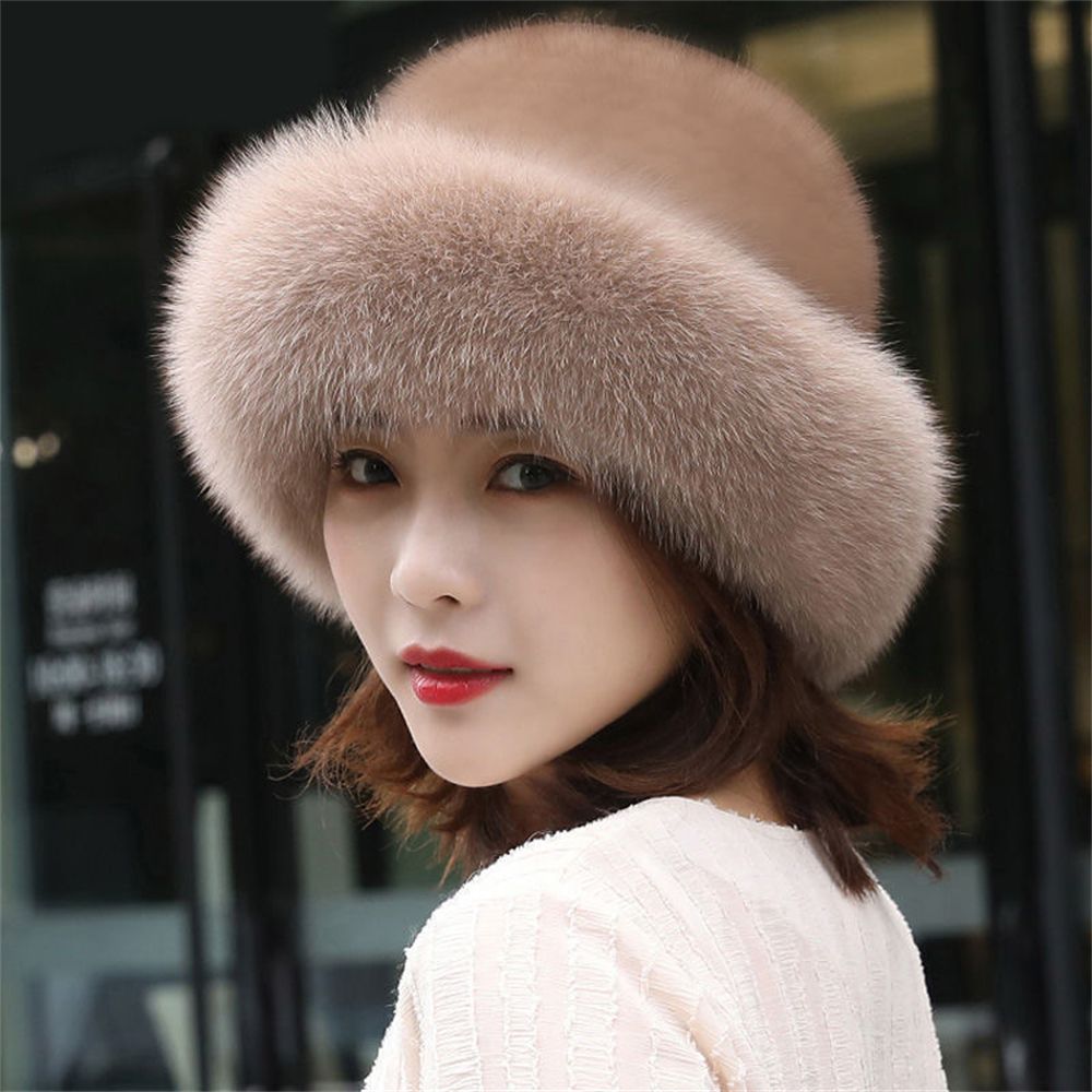 1PC sztuczne futro z lisa czapki czapki kobiety dziewczyny stałe miękkie zagęszczony Furry berety kapelusz pani elegancka zima odkryty wiatroszczelna ciepła czapka: brown