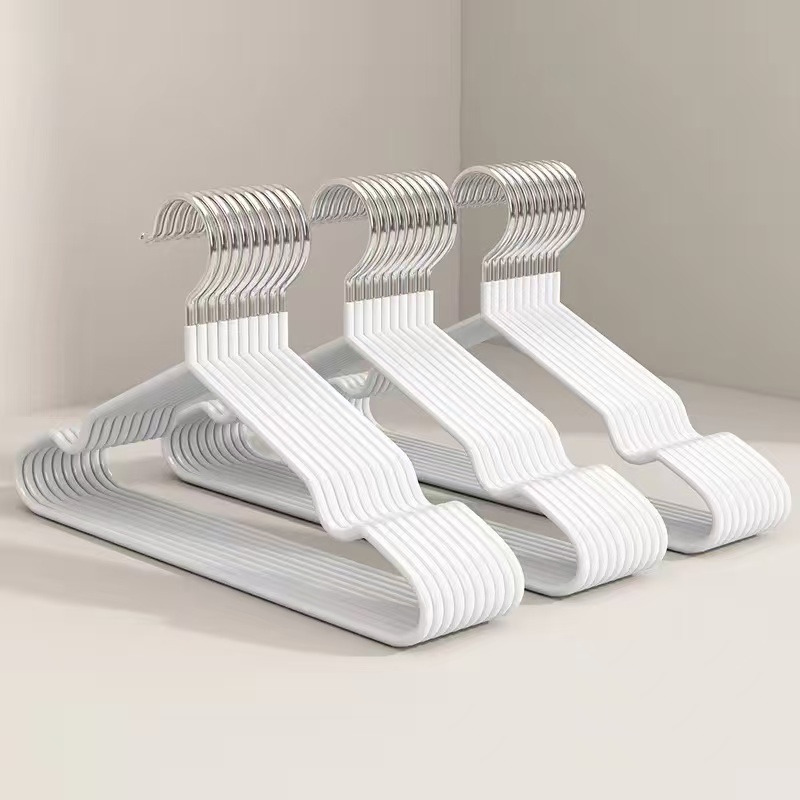 10 Stück rutschfeste KleiderbüGel-Garderobe, nicht abfärbende Kleidung für Höhle Heimgebrauch, rutschfeste Trocknung, Metall, dicke Aufbewahrung, Schlafzimmer, Kleiderschränke: XL / dunkel khaki