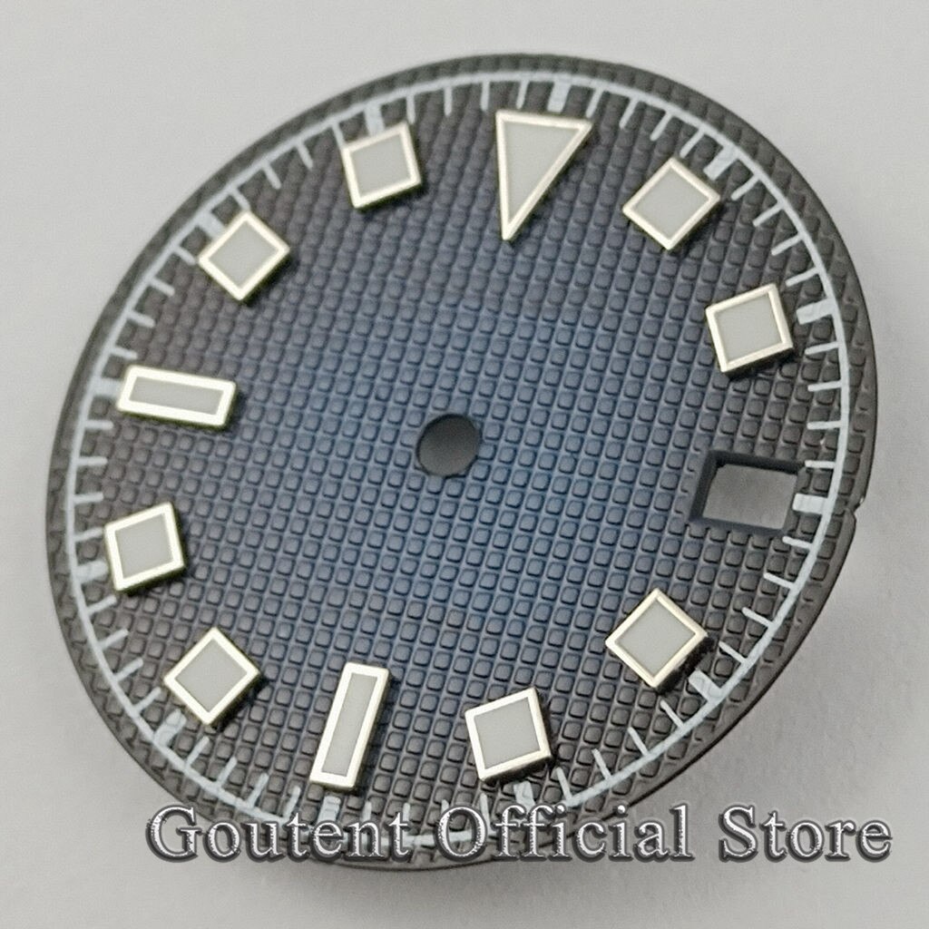 Bliger Steriele 29Mm Blauw Zwart Steriele Wijzerplaat Datum Fit NH35 NH35A Beweging