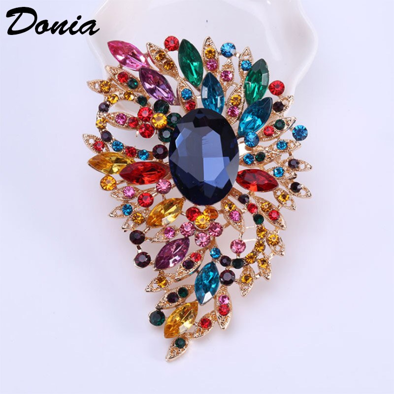 Donia Sieraden europa en de vs populaire broche kleur grote glazen broche kerst broche vrouwen kleding accessoires: mix color