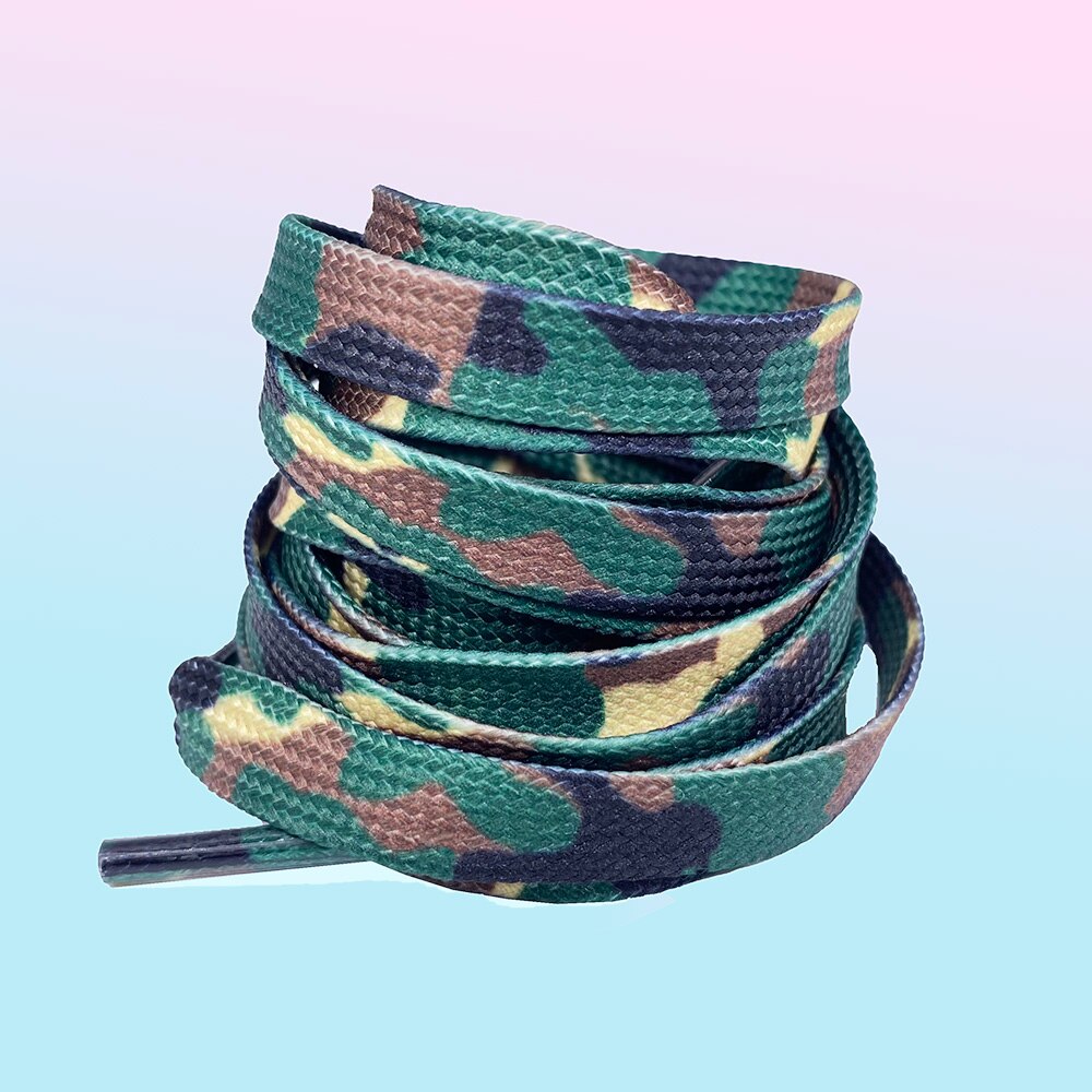 Bunte Schnürsenkel 120CM Breite Spitze Regenbogen Gradienten Druck Flache Leinwand Schuh Spitze Schuhe lässig Chromatische Farbe Schnürsenkel Für Turnschuhe: dunkel Grün