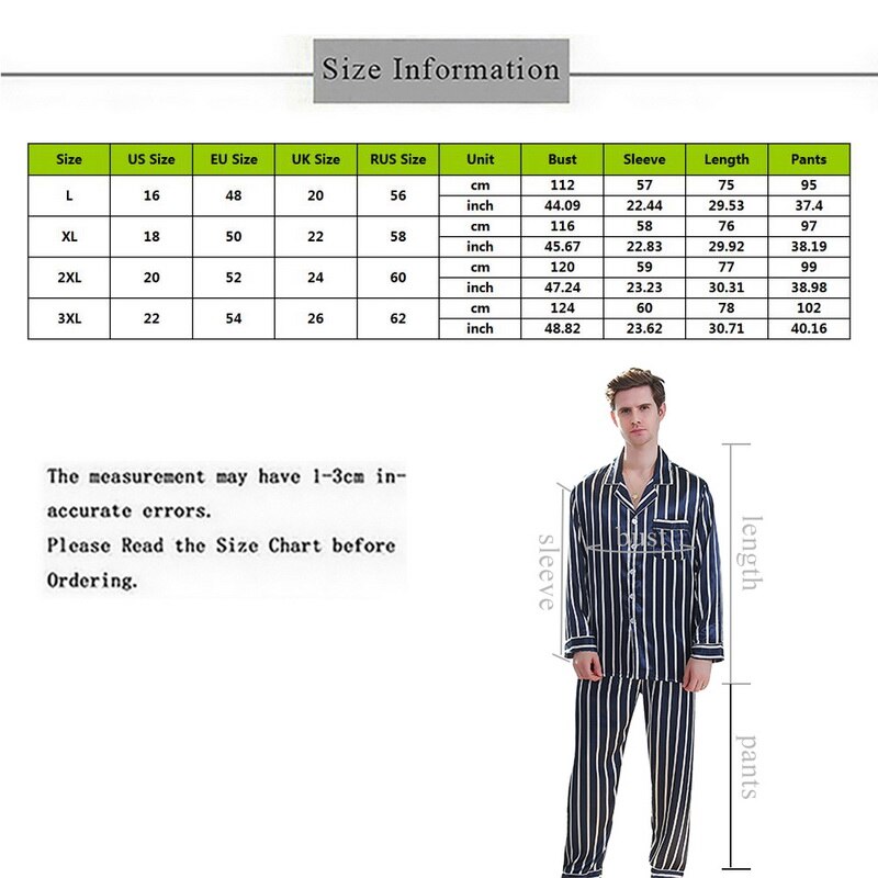 Striped Sleepwear Suit Spring Buttons Men Pajamas Sets Nightwear Casual Long Sleeve O Neck Thin Loose Pajamas Homewear