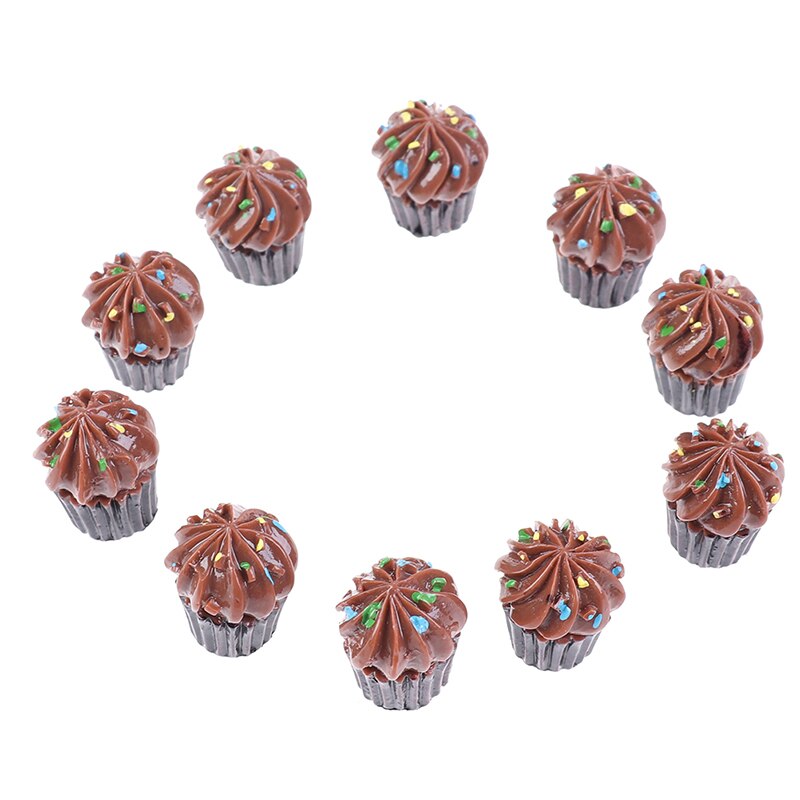 10Pcs Dollhouse Diy Miniatuur Kunstmatige Nep Voedsel Taart Hars Decoratieve Craft Poppenhuis Speelgoed