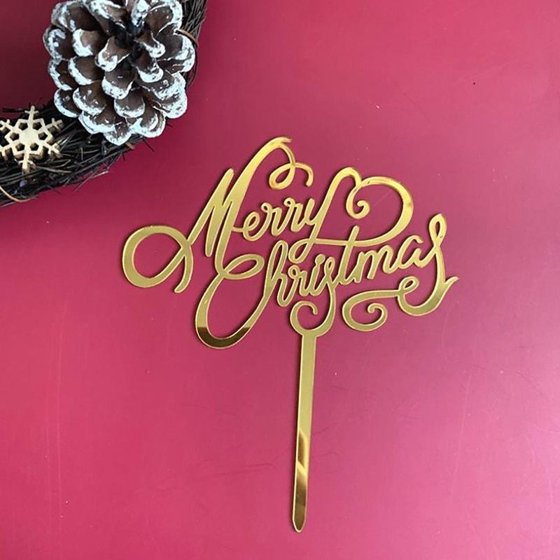 ! Merry Christmas Acrylic Cake Topper Snowman Letters Acrylic Cupcake Topper For Xmas Party Christmas Cake Decorations: 06