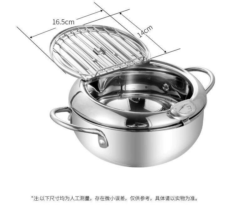 Controleerbaar Temperatuur Japanse Huishoudelijke Tempura Friteuse Mini Rvs Friteuse Inductie Fornuis Algemene Keuken Pot: 20cm