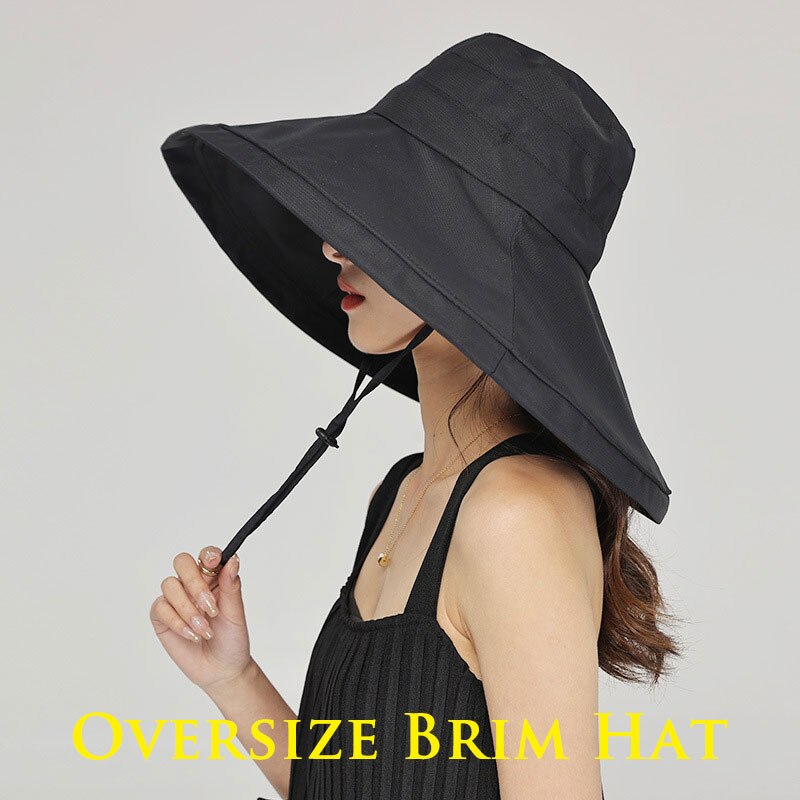 18cm Oversized Brim Sun Hat for Women's Outdoor Sun Beach Fisherman Cap Ladies Girls Casual Travel Sun Protection Wide Brim Hat