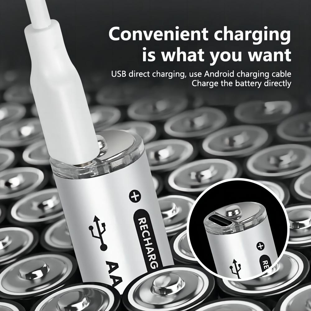 Batería recargable de iones de litio, pila AA, USB, tipo c, gran capacidad, 1,5 V, 2200mWh, carga rápida, para ratón de juguete