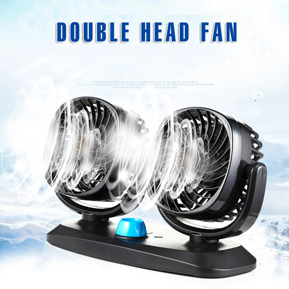 Car Truck Fan 12V/24V Optional Universal Double Head Powerful Cooling Electric Fan Wind Fan 360 Degree Rotatable