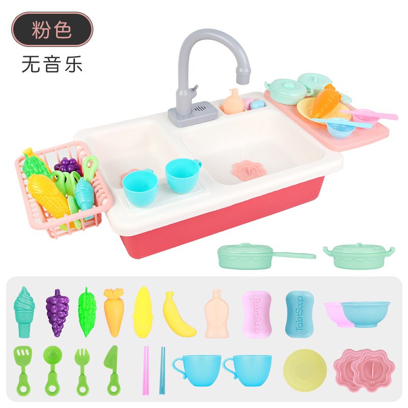 Kids Keuken Speelgoed Analoge Elektrische Vaatwasser Sink Kinderen Simulatie Rol Pretend Spelen Meisjes Speelgoed Mini Keuken Set Speelgoed: 10