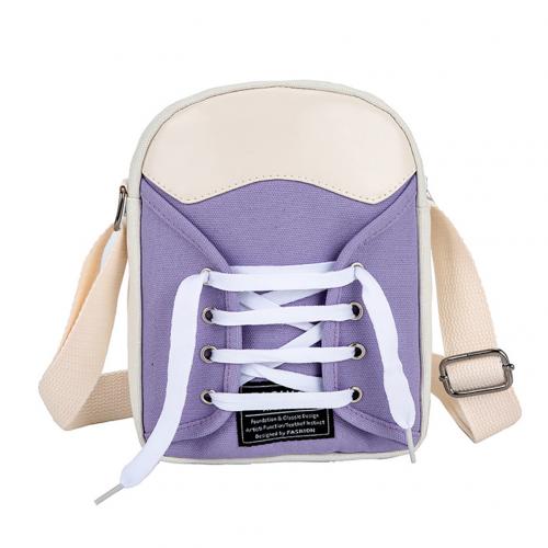 Women Canvas Bag Japan Style Girl Small Shoulder Bags Stylish Lacing up Shoe Large Capacity Zip Crossbody Shoulder Bag Pouch