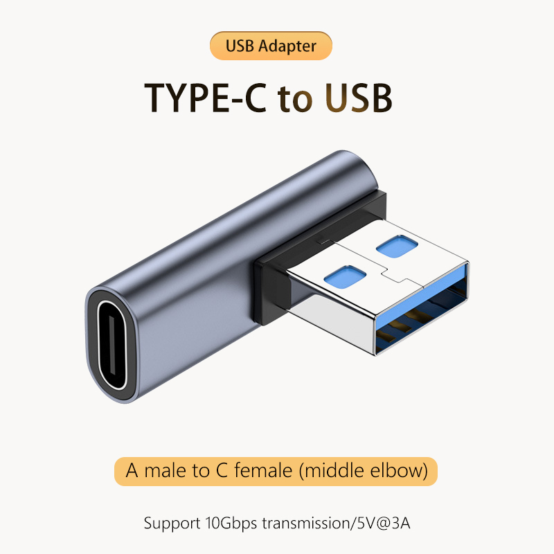 NNBILI 3A Typ C Kolanko USB 3.1 Adapter kabla do ładowania danych Konwerter dla Androida Adapter OTG 90/180 stopni Szybkie ładowanie 10 Gb/s: Beżowy