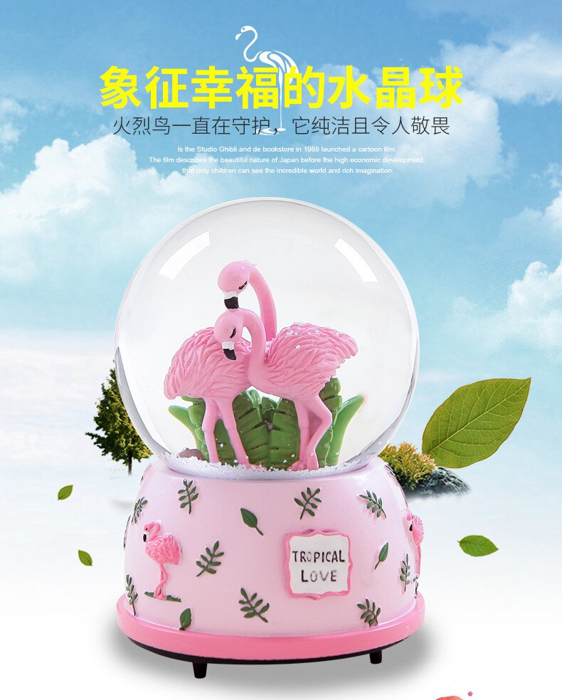 Crystal Ball Music Box Glowing Snowflakes Music Box Valentine's Day Student Day Girlfriend