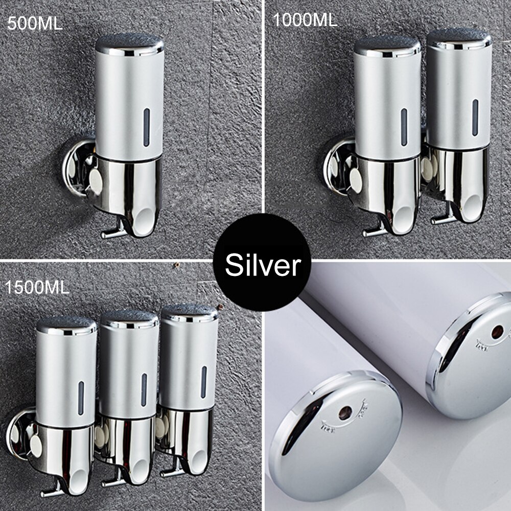 Liquid Soap Dispenser Wall Mounted Shower Gel Dispensers Shampoo Container Kitchen Tools Pump Double Hand Bathroom Soap Bottle#9