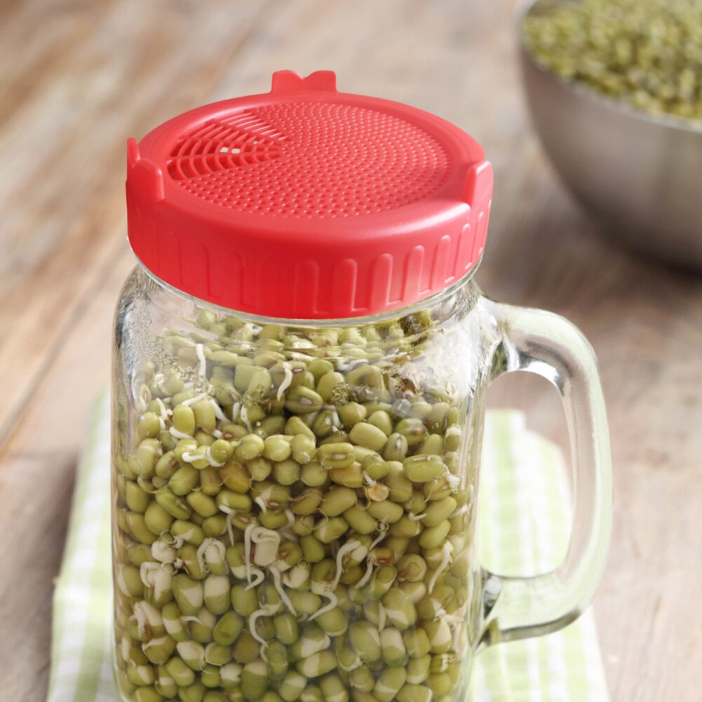 Sprouting Lid Food Grade Mesh Sprout Cover Kit Seed Growing Germination Vegetable Silicone Sealing Ring Lid For Mason Jar