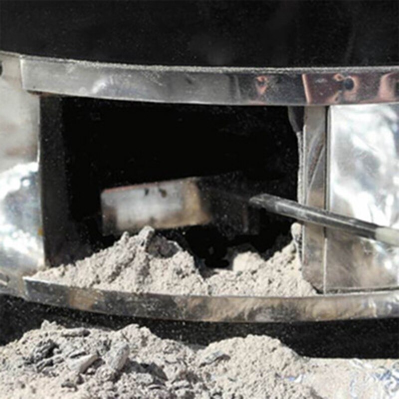Rastrillo de ceniza de carbón inoxidable para barbacoa, herramienta para cenizas, rastrillo de póker, para estufa de leña Joe fumador de carbón, plateado