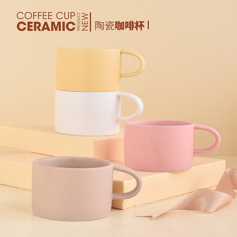 Taza de cerámica reforzada, taza para café con leche, Tazas y Tazas, Tazas de café de Color puro, Tazas creativas, Tazas de té de oficina