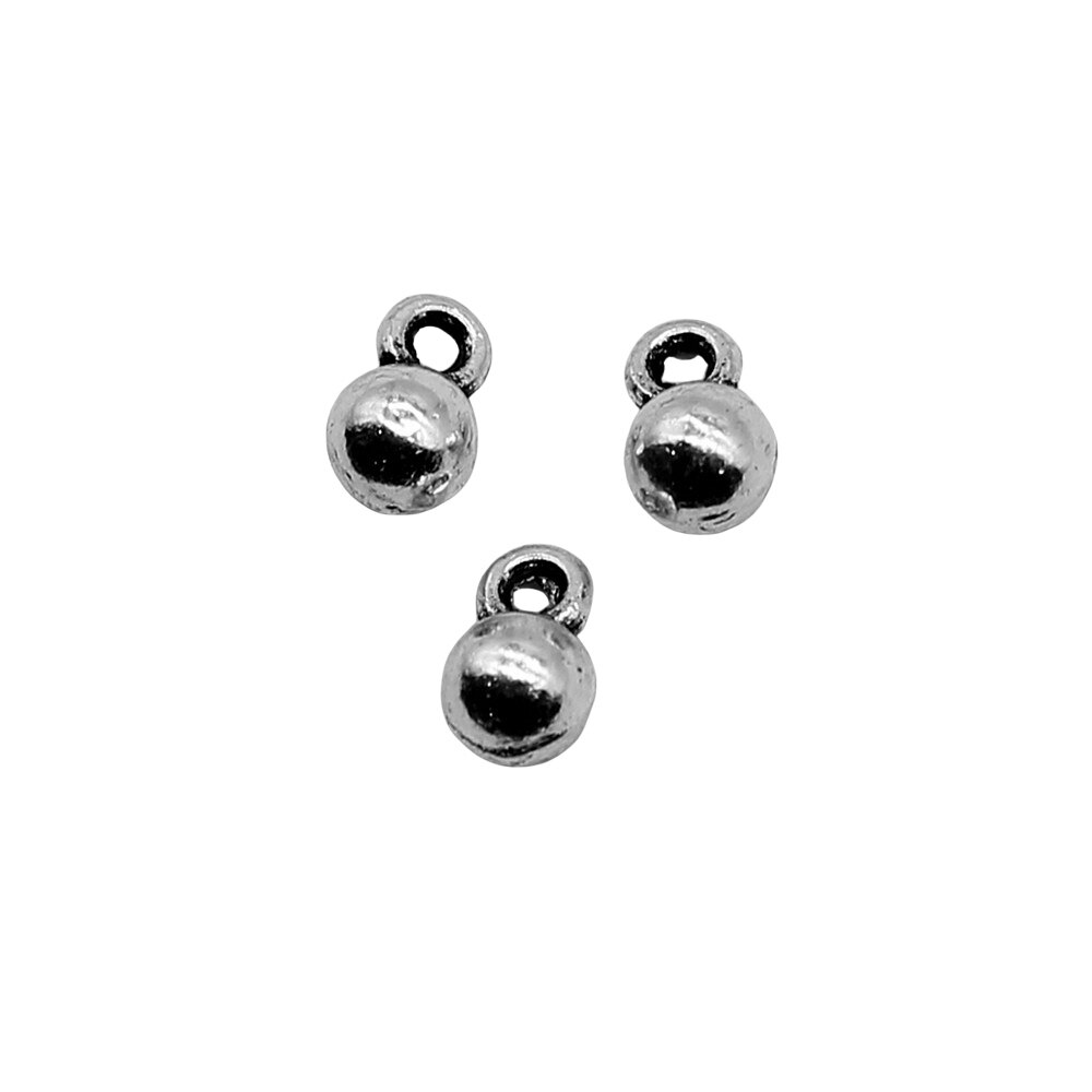 60Stck Charme Kleine Ball Anhänger Antike Silber Farbe 4x6mm Metall Legierung Schmuck DIY Zubehör Schmuck Machen