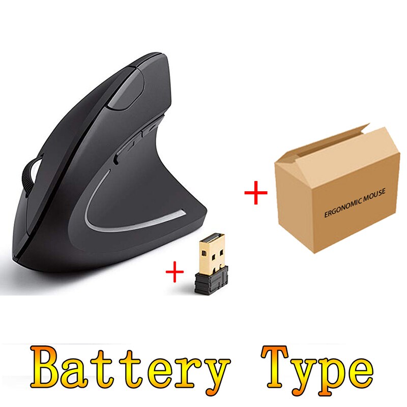 USB Oplaadbare Draadloze Muis 2.4GHz Verticale Gaming Muis 800 1600 2400 DPI Ergonomische Computer Muizen voor PC Laptop Kantoor: 2