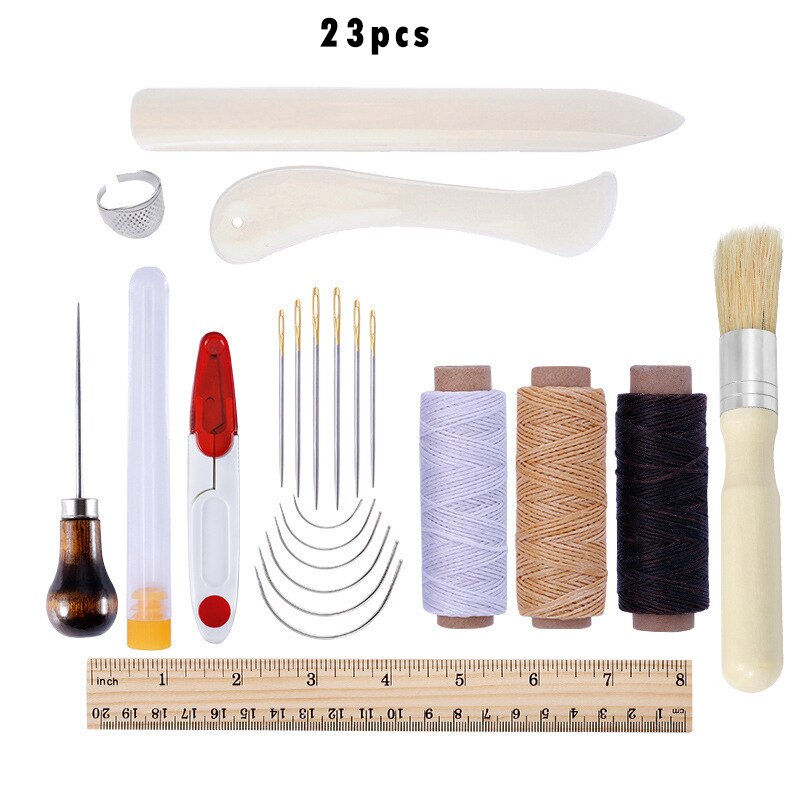Leather Craft Tools Hand Sewing Stitching Punch Carving Work Saddle Groover Kit Accessories DIY Leather Tool: Set I