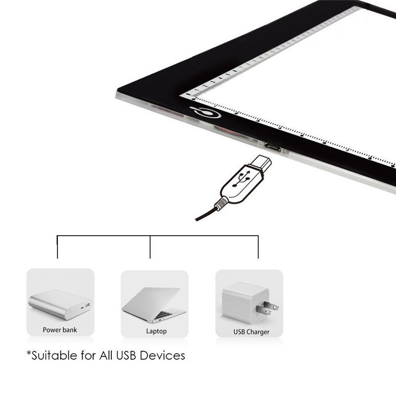 A4 USB LED Art Stencil Board Light Tracing Drawing Copy Pad Table Box EM88