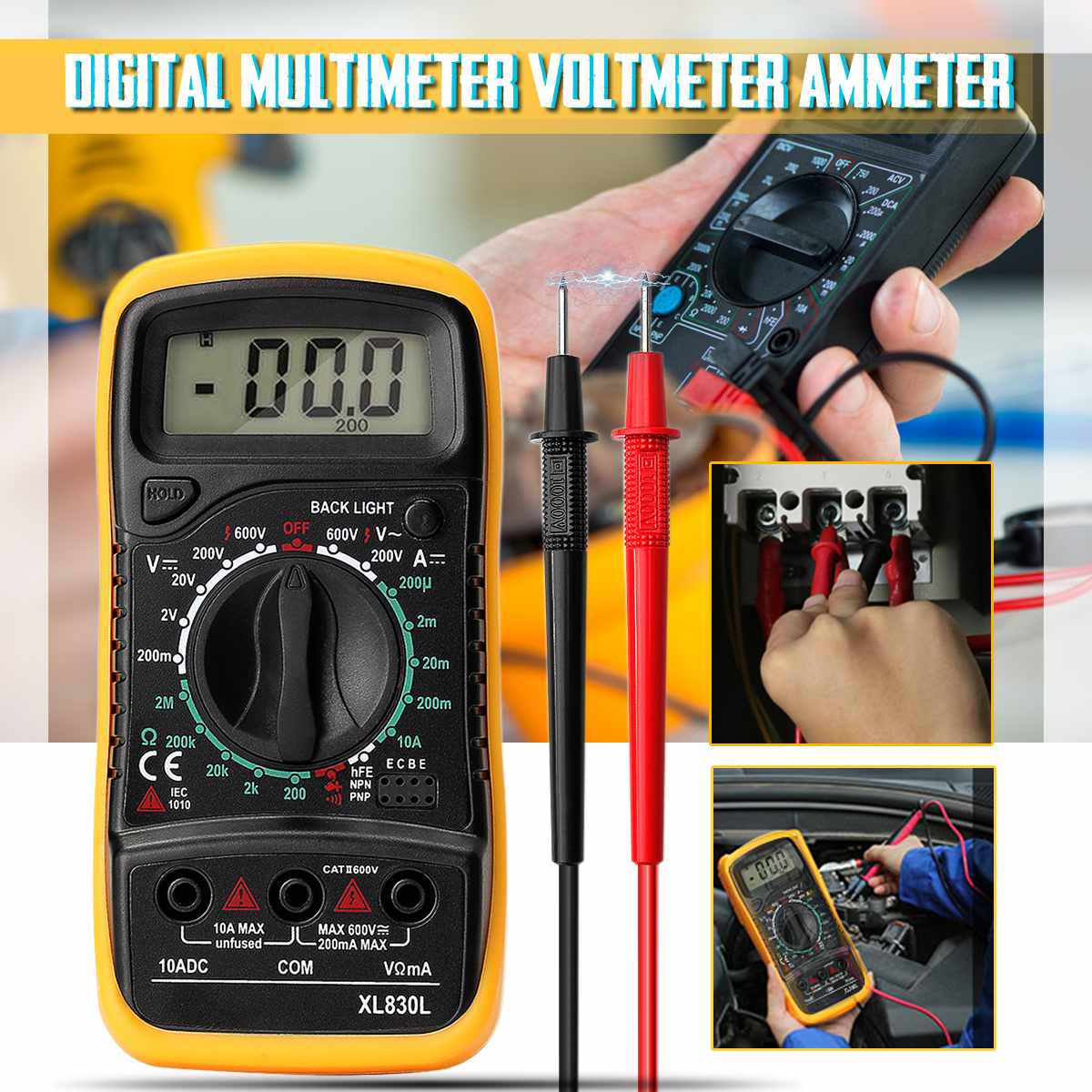 Draagbare Elektrische Digitale Multimeter Backlight Ac Dc Amperemeter Voltmeter Ohm Tester Meter Handheld Lcd Voltmeter Volt