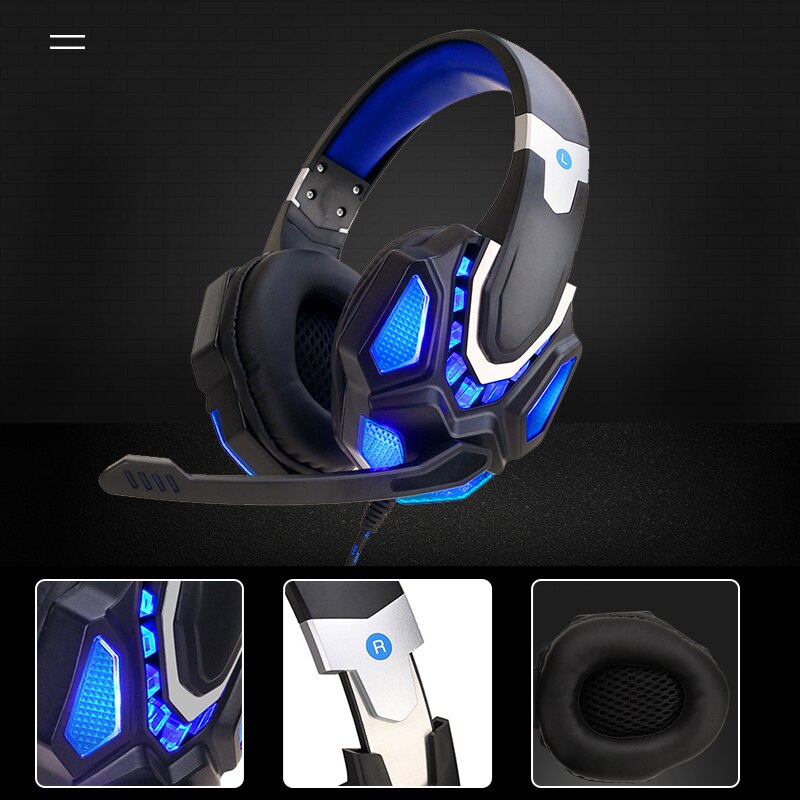 Speldator headset trådbundet headset bärbar telefon pc led headset med mikrofon för  ps4 xbox en dator