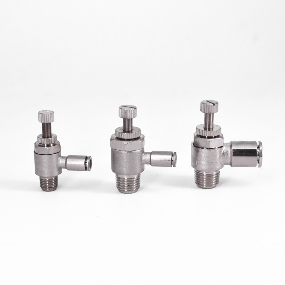 Air Speed Control Valve Throttle Pneumatic Nickel Plated Brass Push In Quick Connector Release Air Fitting Plumbing