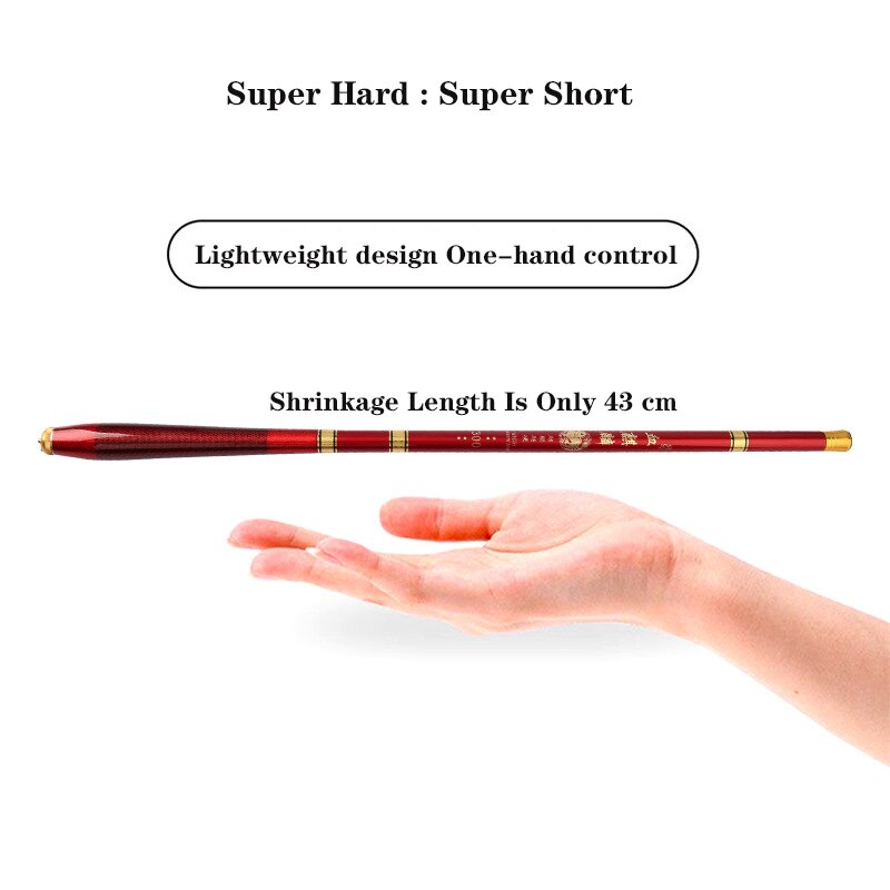 Fishing Gear Short Section Fishing Rod Carbon Super Hard Thin Mini Fishing Rod 43cm Hand Pole Super Light Creek Flow Fishing Rod
