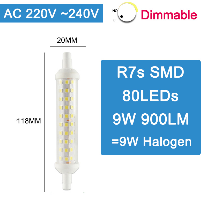 R7S Led Lamp COB Glas Spot Light led Lamp 78mm 6W 118mm 15W Vervangen Halogeen AC 110V 220V 50W 100W Schijnwerper Spot Light lamp: SMD 118mm 220V Dim / Cold White