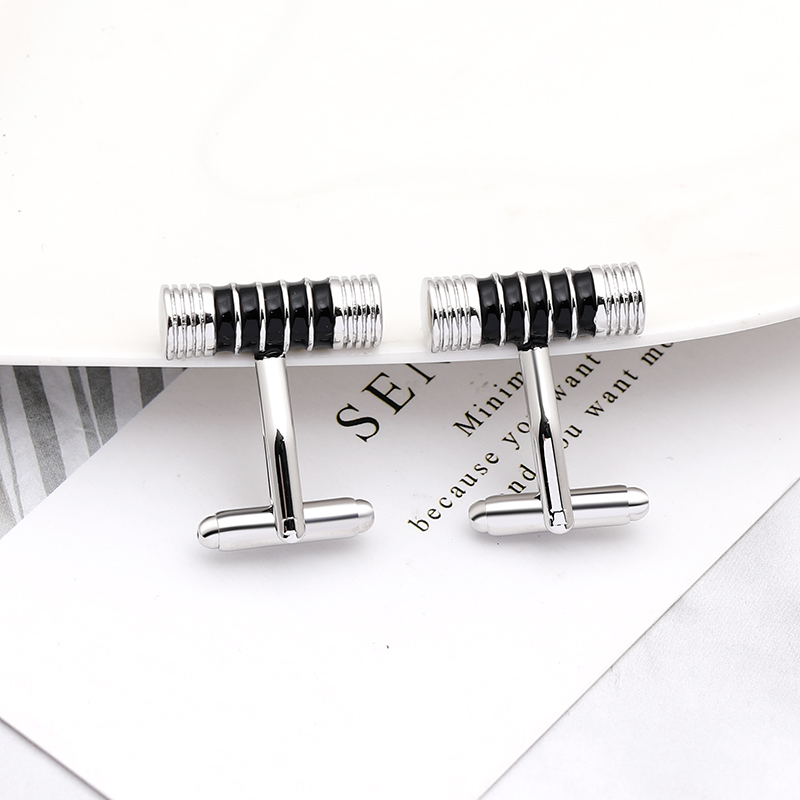 Persoonlijkheid Messing Draad Cilinder Manchetknopen Blauw Zwart Emaille Mouw Knop Voor Heren Shirt Pak Sieraden Accessoires