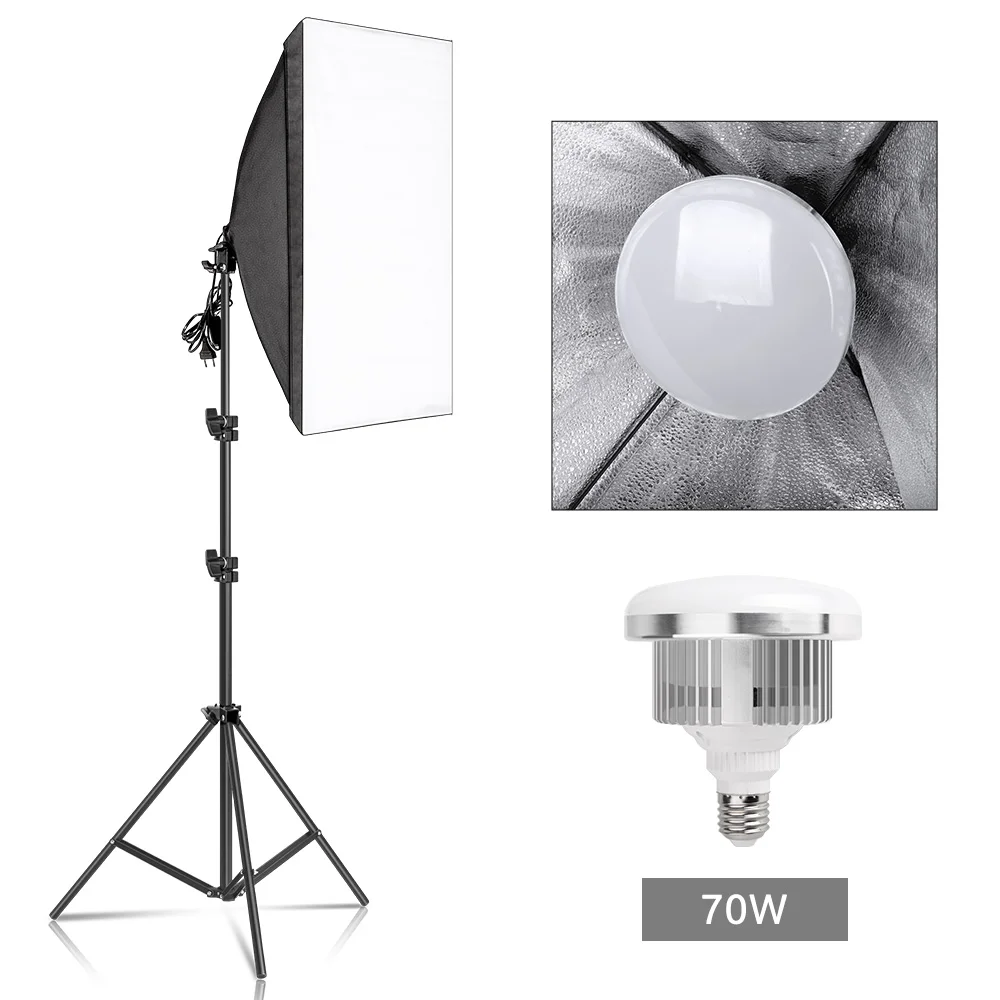 Kit di illuminazione Softbox per fotografia professionale 50x70CM Sistema di illuminazione continua Soft Box Attrezzatura per studio fotografico per principianti