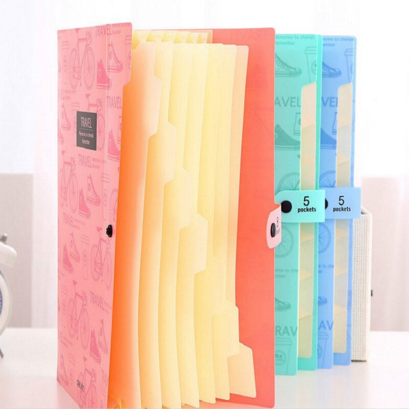 Colorful File Folder A4 Multi-layer storage bag File folder with button School & Office supplies 8 pockets Expanding Wallet